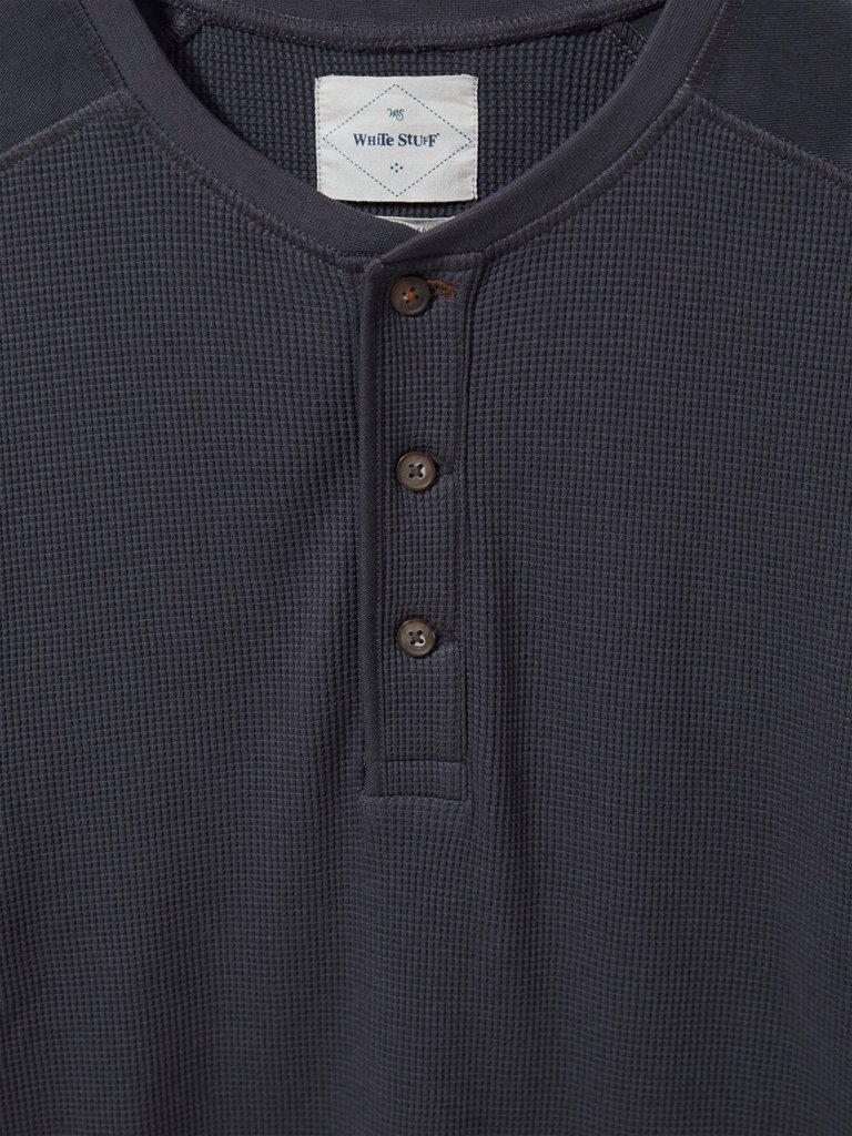 Porter Waffle Henley in DARK GREY - FLAT DETAIL