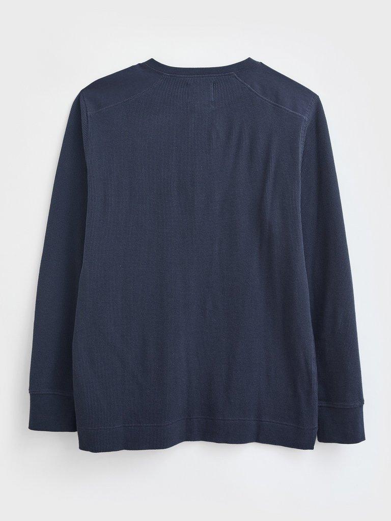 Porter Waffle Henley in DARK NAVY - FLAT BACK