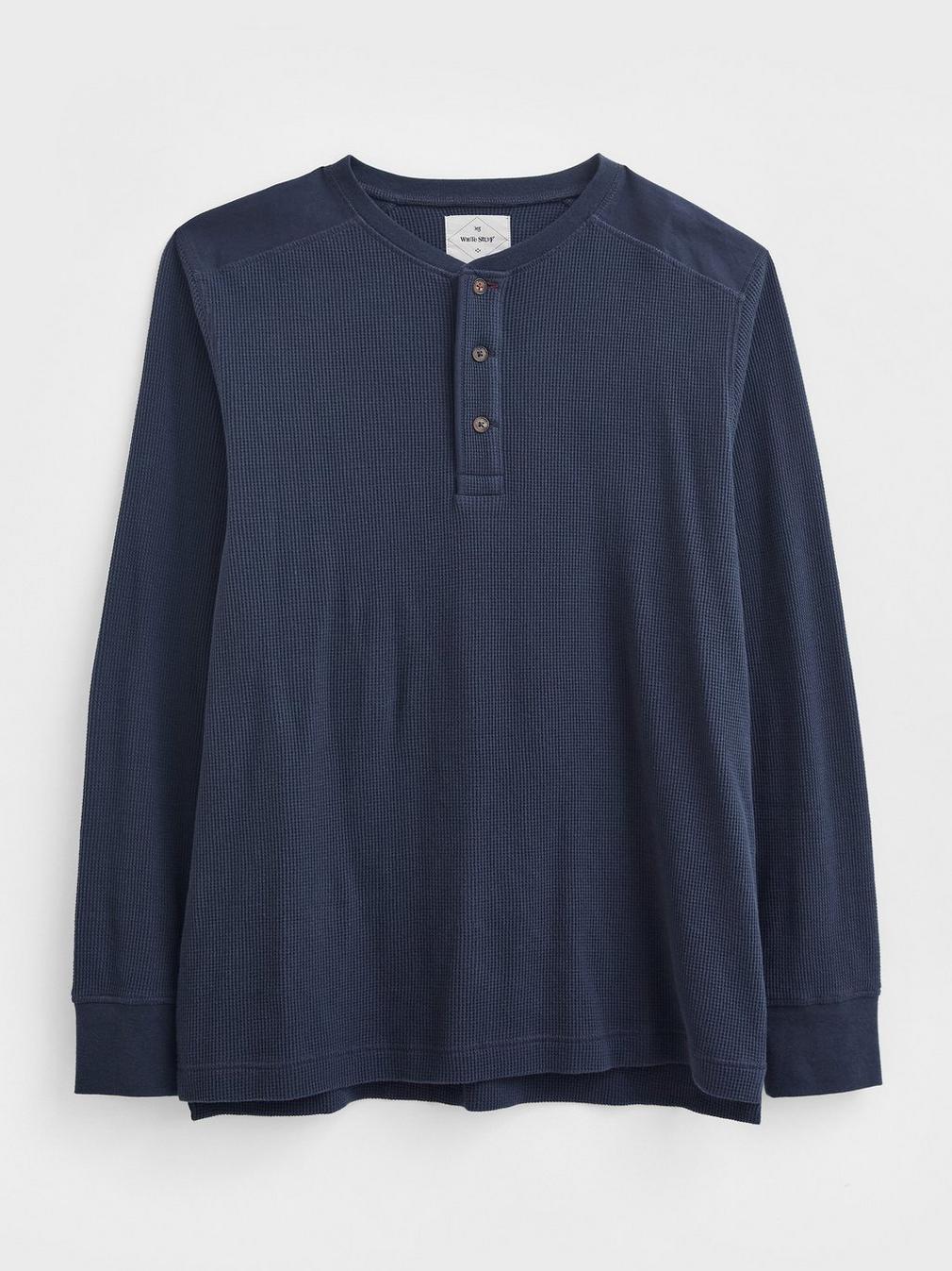 Porter Waffle Henley in DARK NAVY - FLAT FRONT