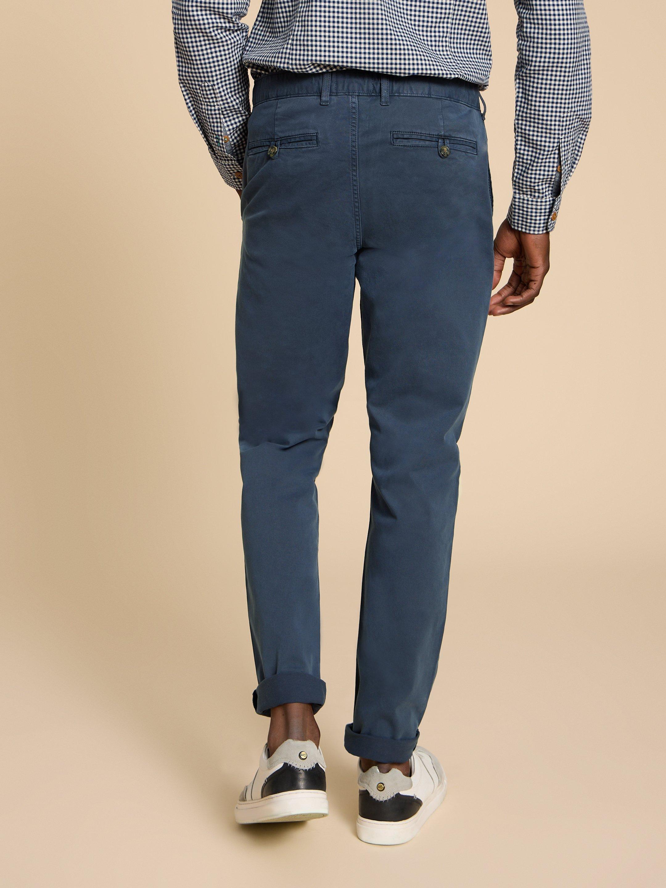 Sutton Organic Chino Trouser in DARK NAVY - MODEL BACK