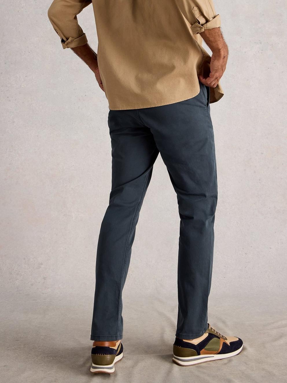 Sutton Organic Chino Trouser in DARK NAVY - MODEL BACK