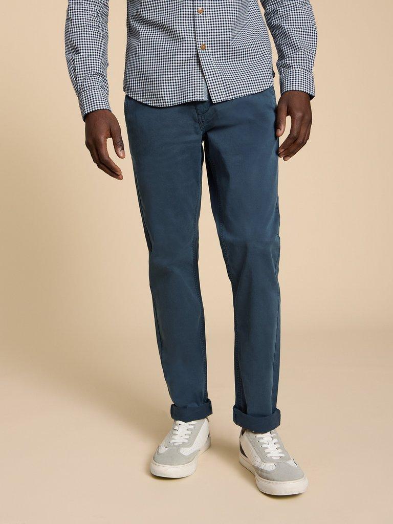 Sutton Organic Chino Trouser in DARK NAVY - MODEL FRONT