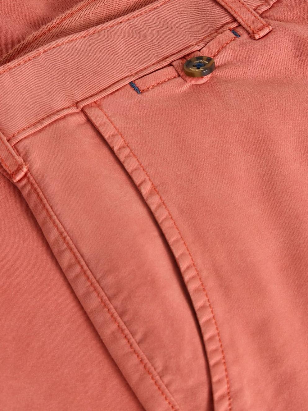 Sutton Organic Chino Trouser in DEEP PINK - FLAT DETAIL