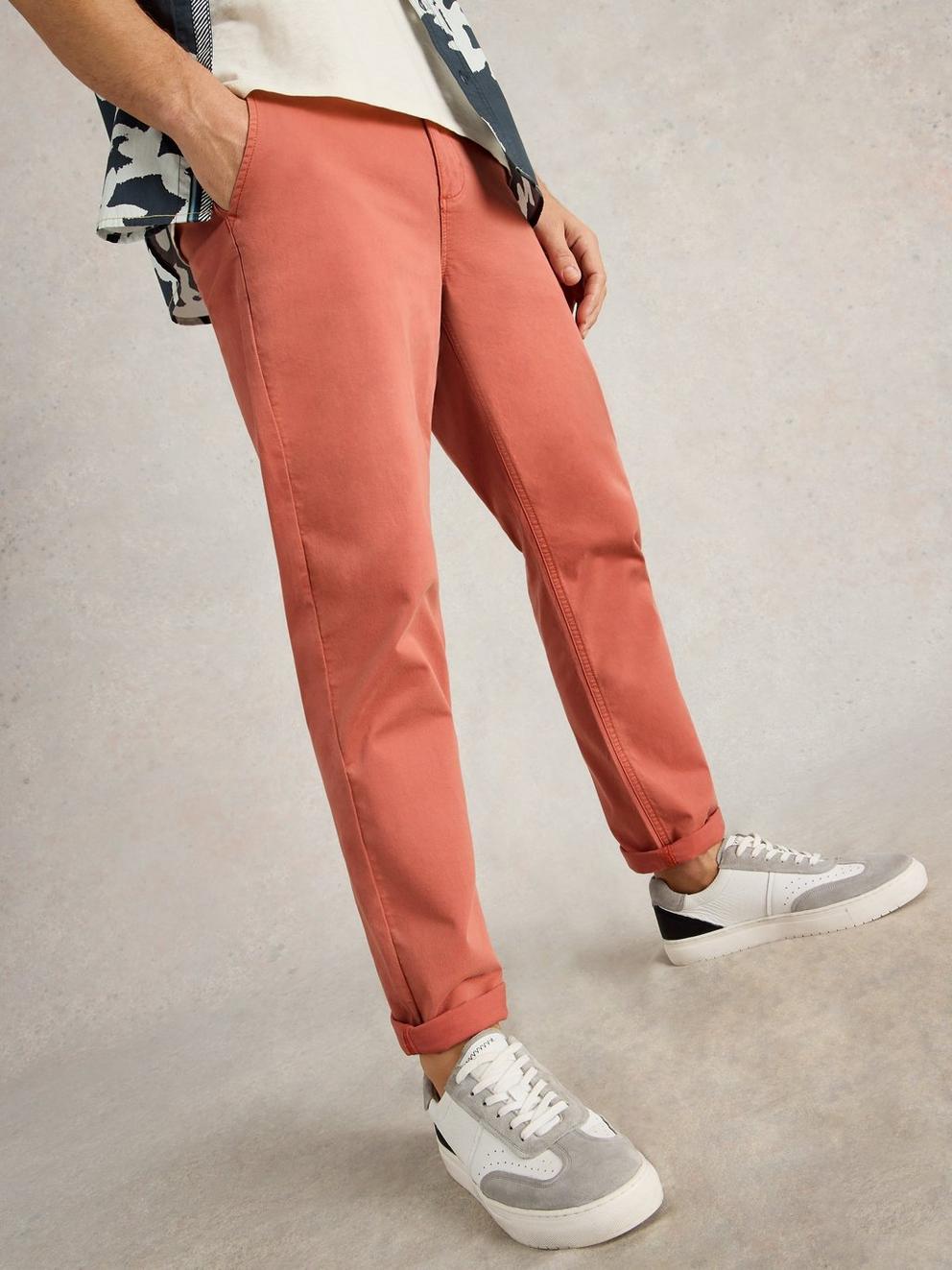 Sutton Organic Chino Trouser in DEEP PINK - LIFESTYLE
