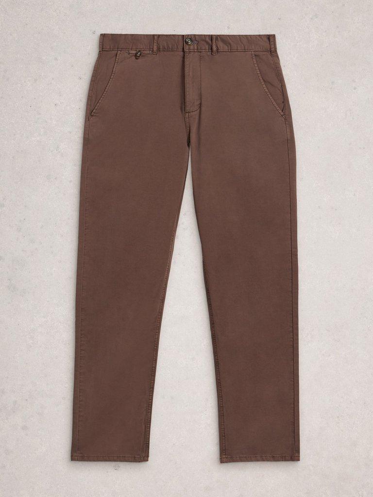 Sutton Organic Chino Trouser in DK BROWN - FLAT FRONT