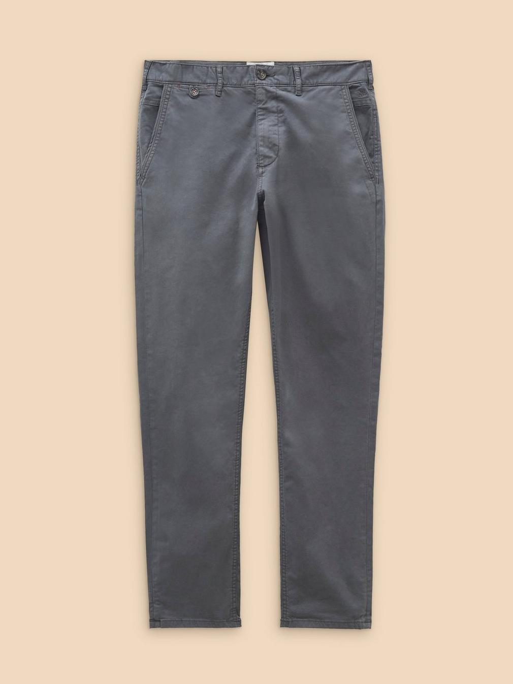 Sutton Organic Chino Trouser in DK GREY - FLAT FRONT