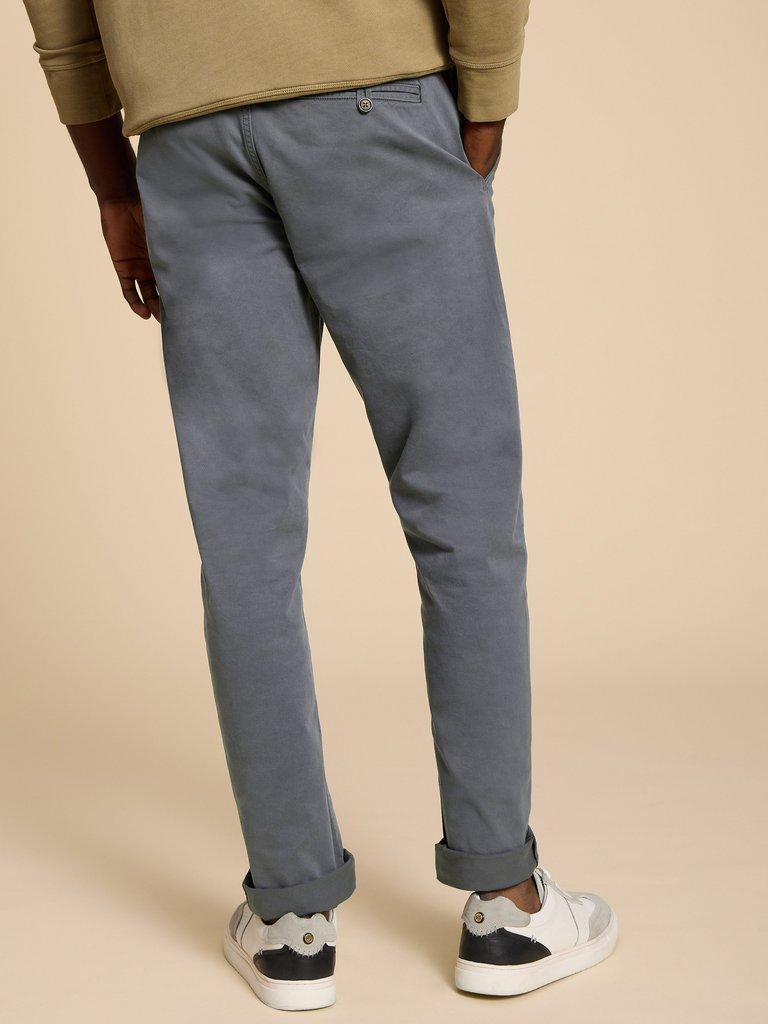 Sutton Organic Chino Trouser in DK GREY - MODEL BACK