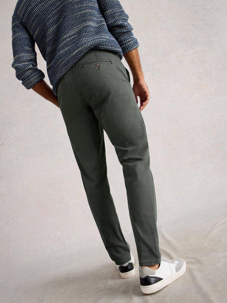 Sutton Organic Chino Trouser in DK GREY - MODEL BACK