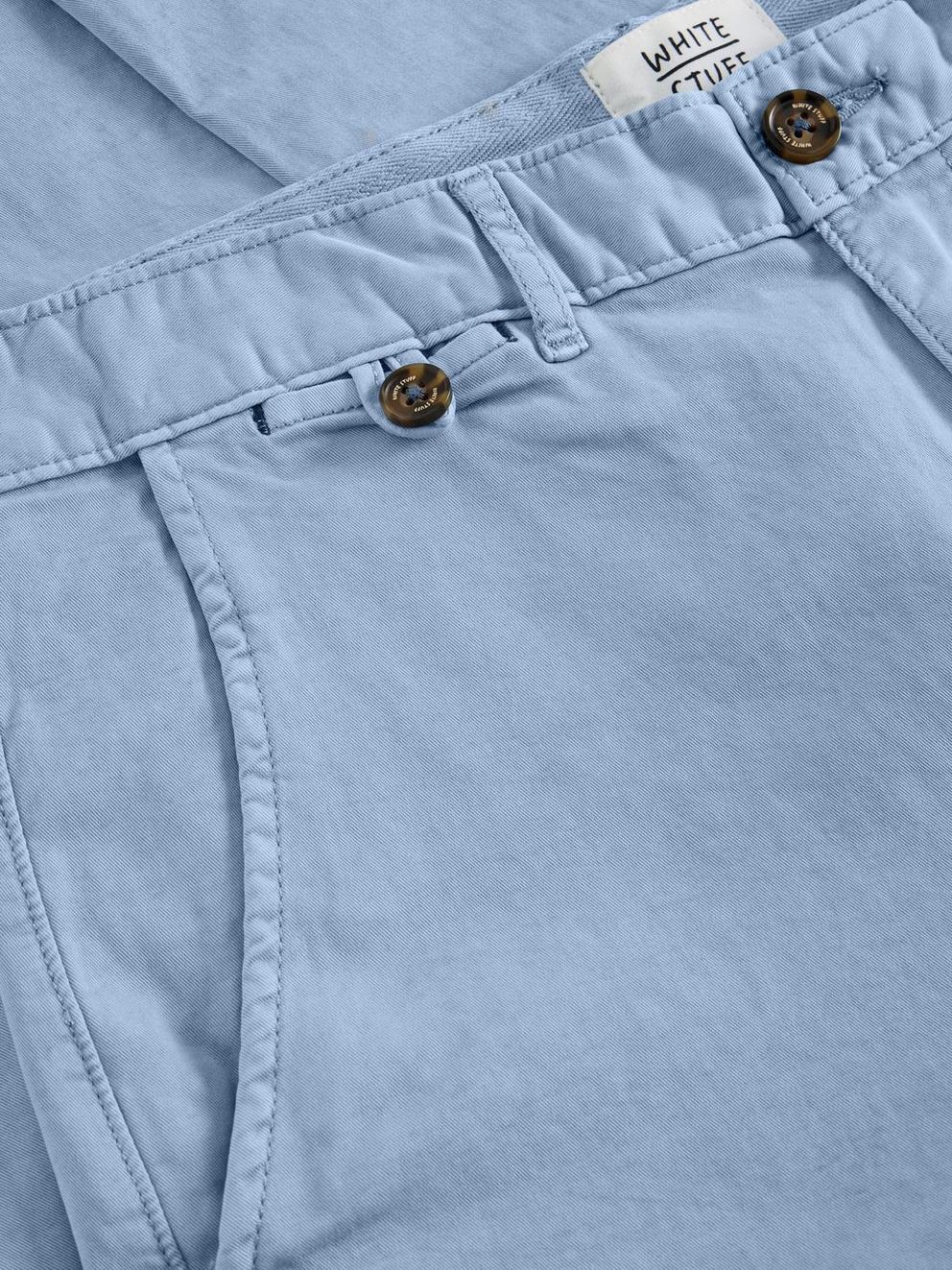 Sutton Organic Chino Trouser in DUS BLUE - FLAT DETAIL