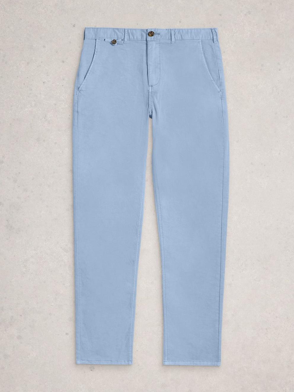 Sutton Organic Chino Trouser in DUS BLUE - FLAT FRONT