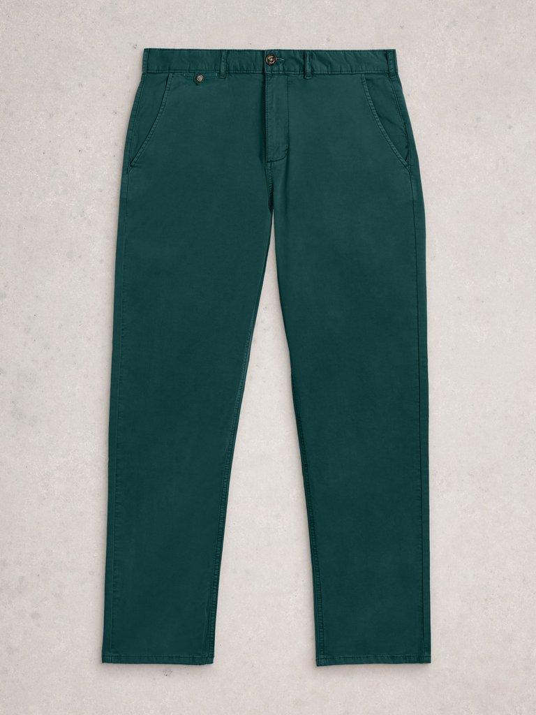 Sutton Organic Chino Trouser in EMERLD GRN - FLAT FRONT