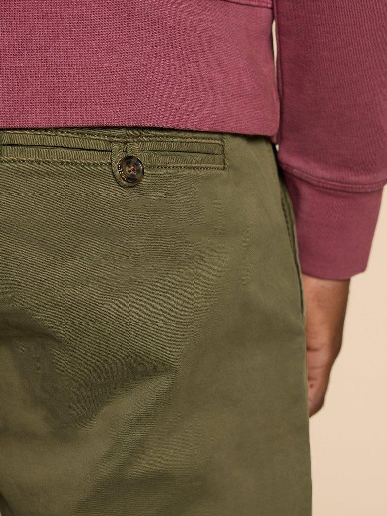 Sutton Organic Chino Trouser in KHAKI GRN - MODEL FRONT