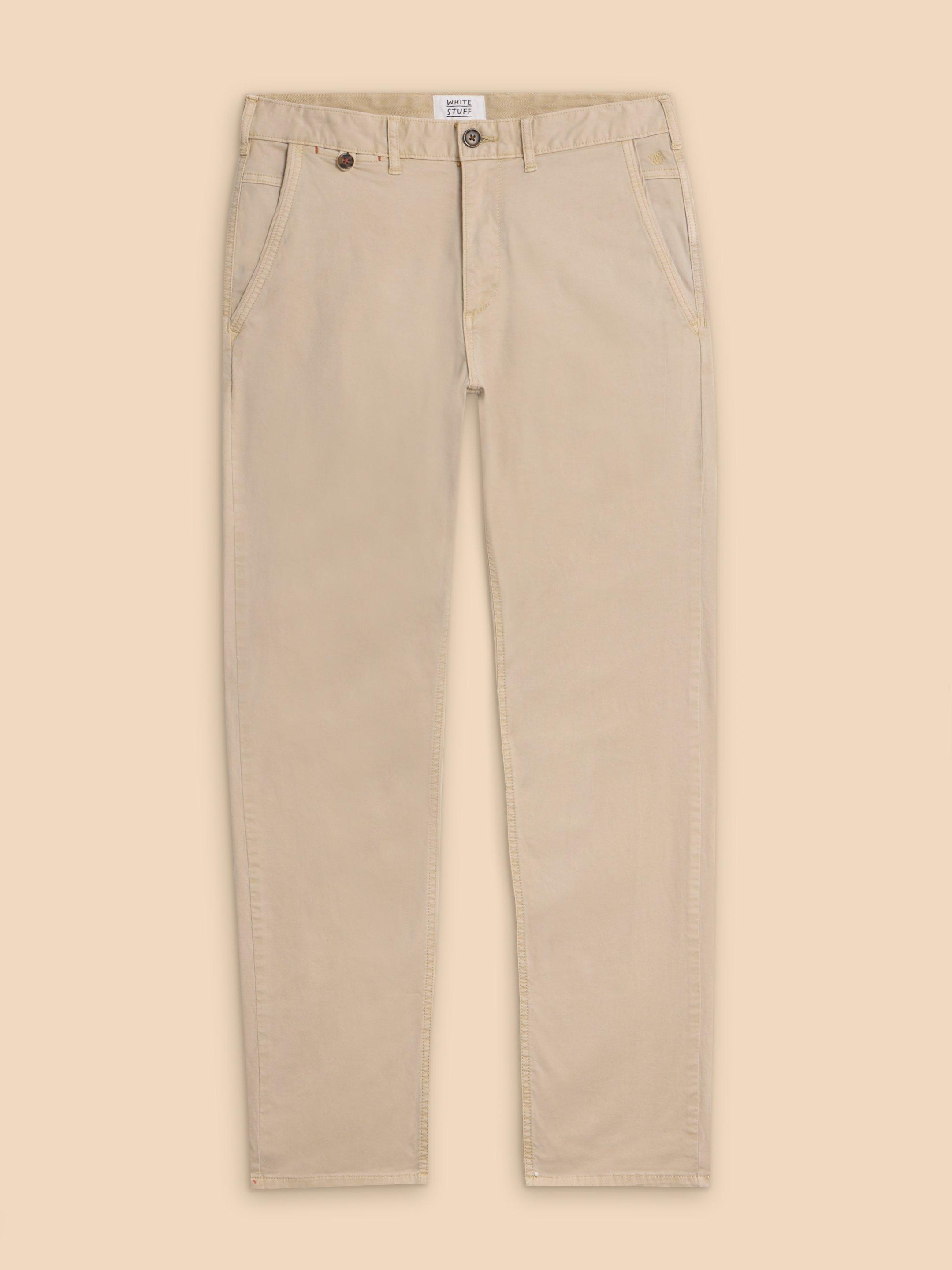 Sutton Organic Chino Trouser in LGT NAT - FLAT FRONT