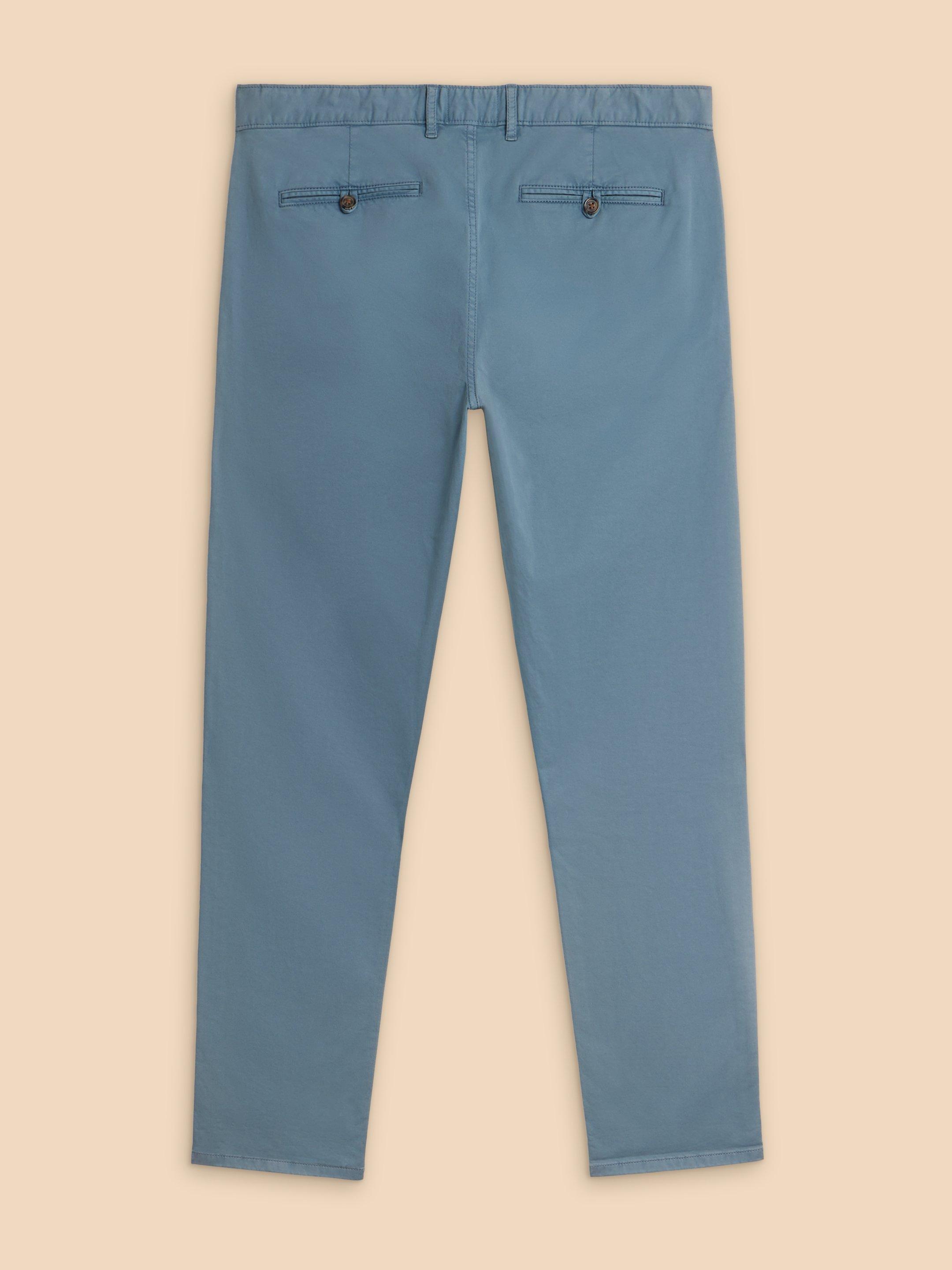 Sutton Organic Chino Trouser in MID BLUE - FLAT BACK