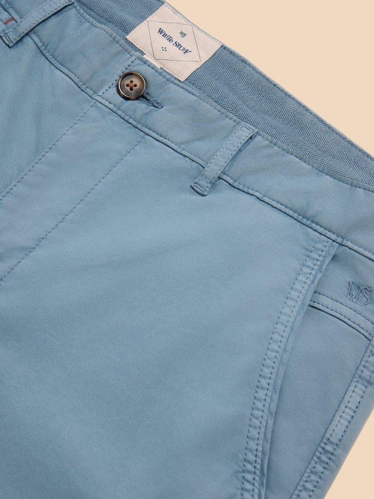 Sutton Organic Chino Trouser in MID BLUE - FLAT DETAIL