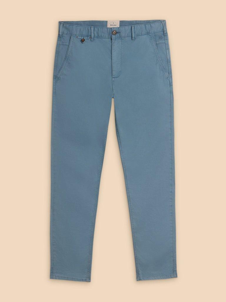 Sutton Organic Chino Trouser in MID BLUE - FLAT FRONT