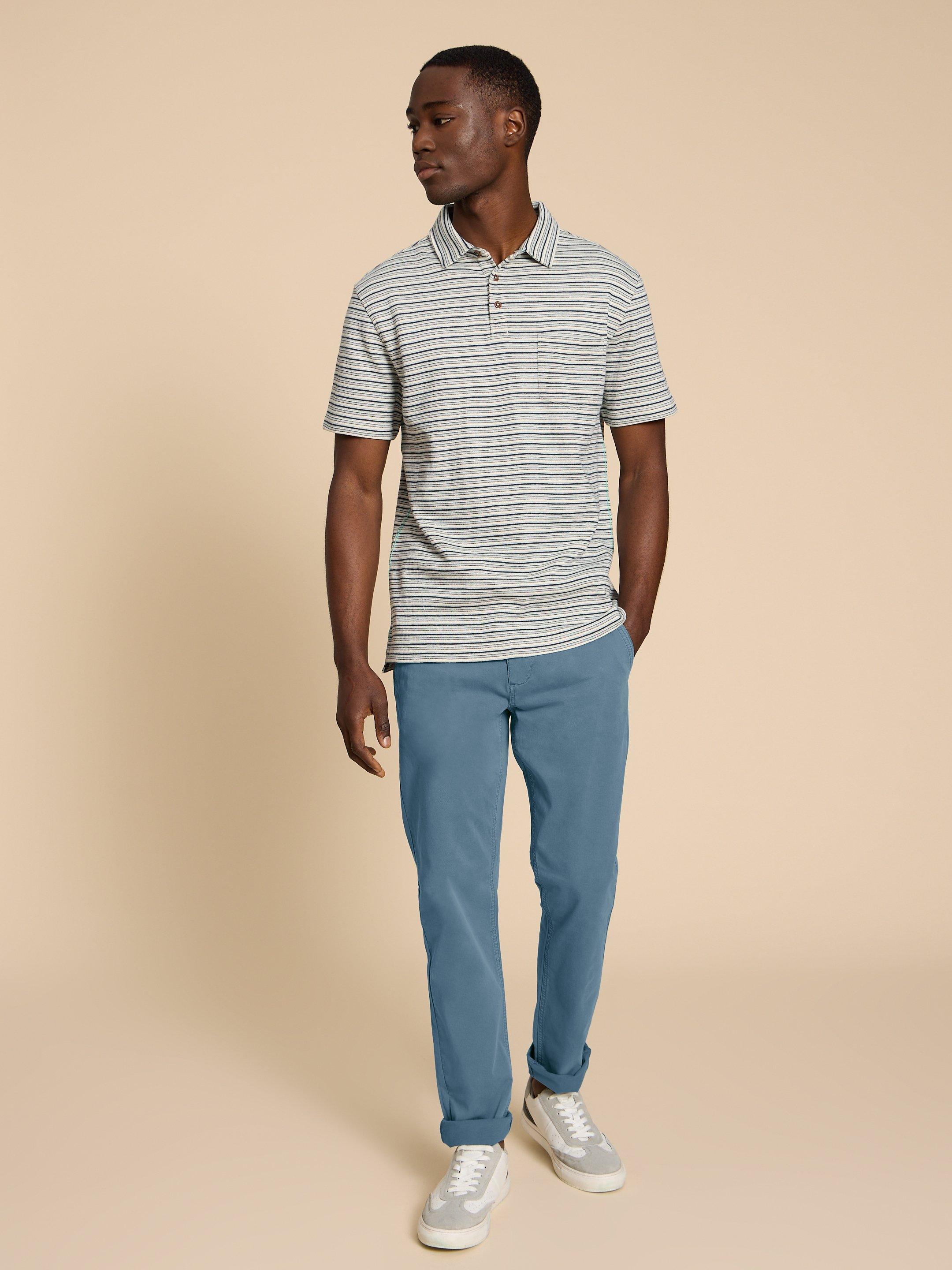 Sutton Organic Chino Trouser in MID BLUE - LIFESTYLE