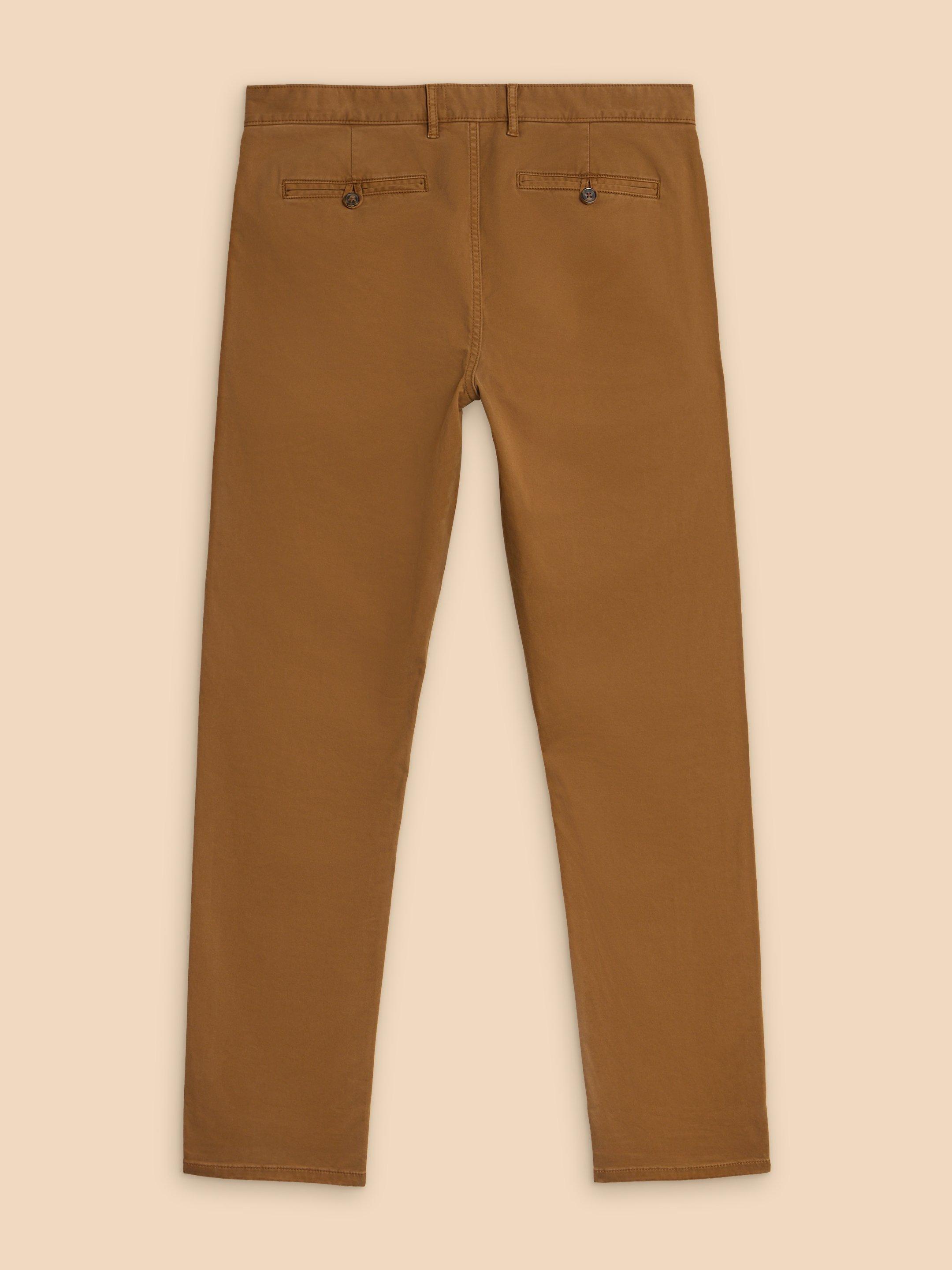 Sutton Organic Chino Trouser in MID BROWN - FLAT BACK