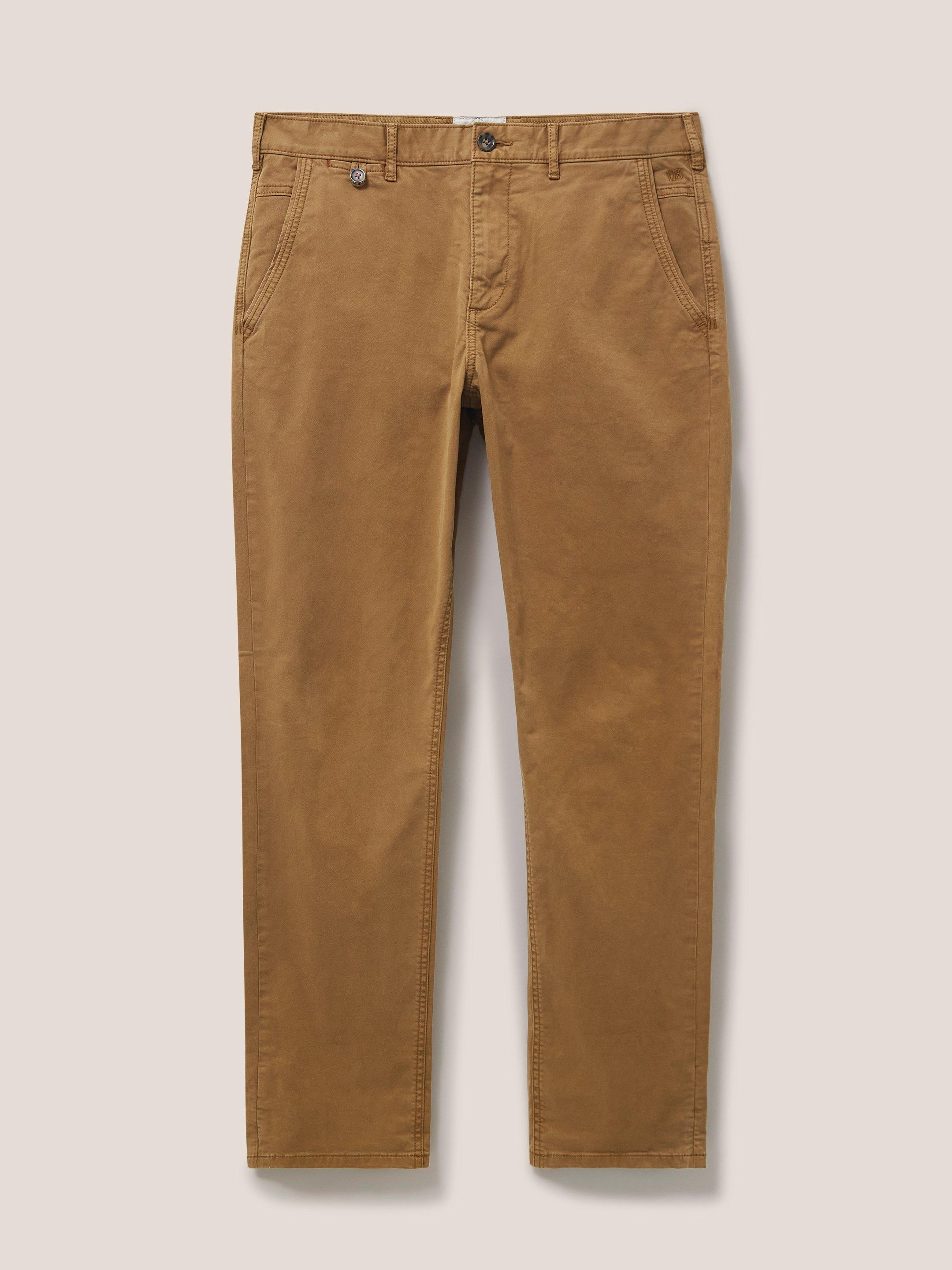 Sutton Organic Chino Trouser in MID BROWN - FLAT FRONT