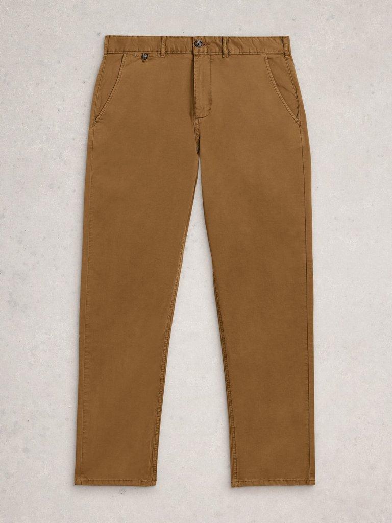 Sutton Organic Chino Trouser in MID BROWN - FLAT FRONT