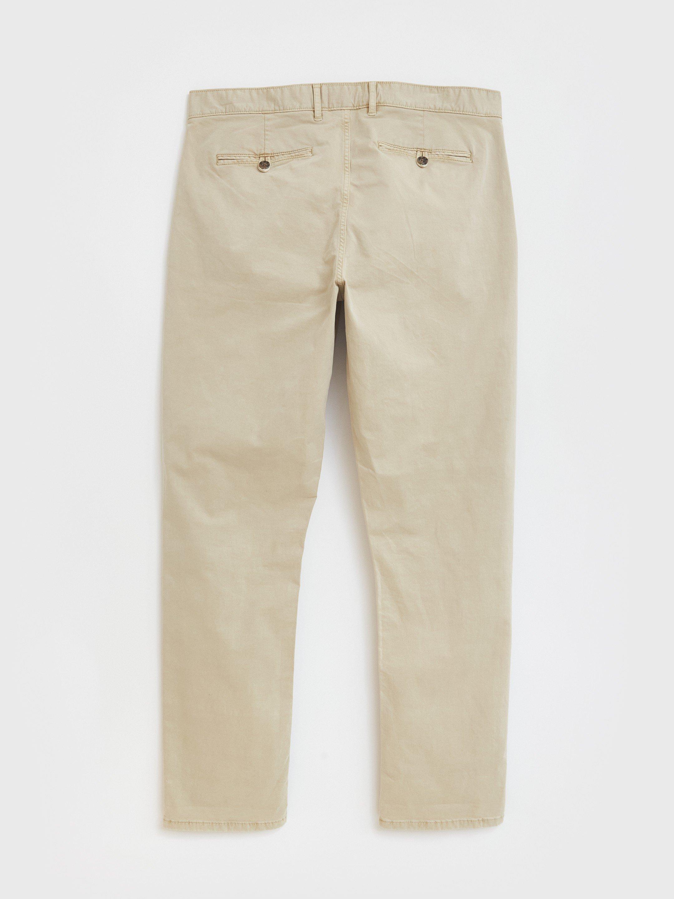 Sutton Organic Chino Trouser in NATURAL PLAIN - FLAT BACK