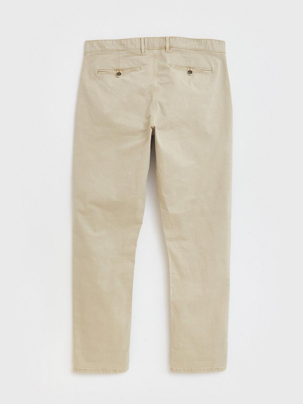 Sutton Organic Chino Trouser in NATURAL PLAIN - FLAT BACK