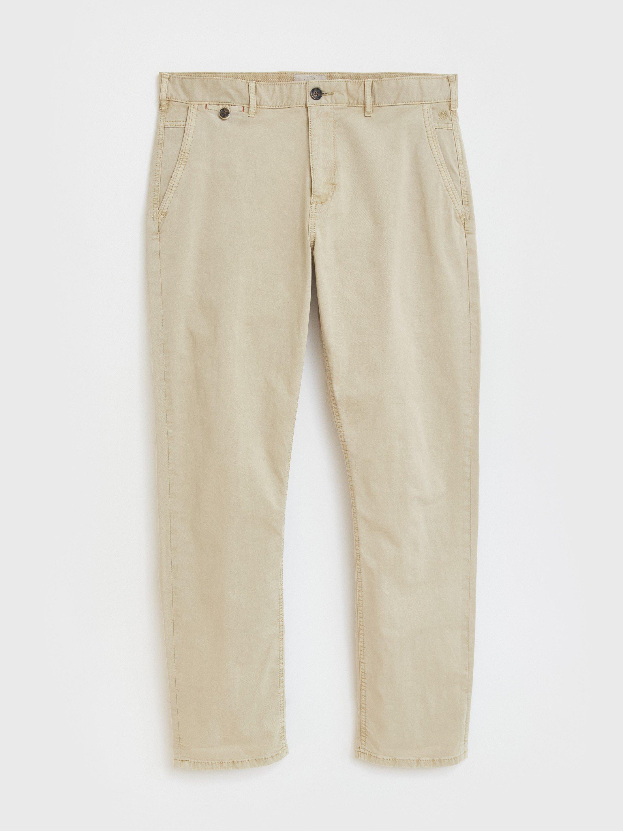 Sutton Organic Chino Trouser in NATURAL PLAIN - FLAT FRONT