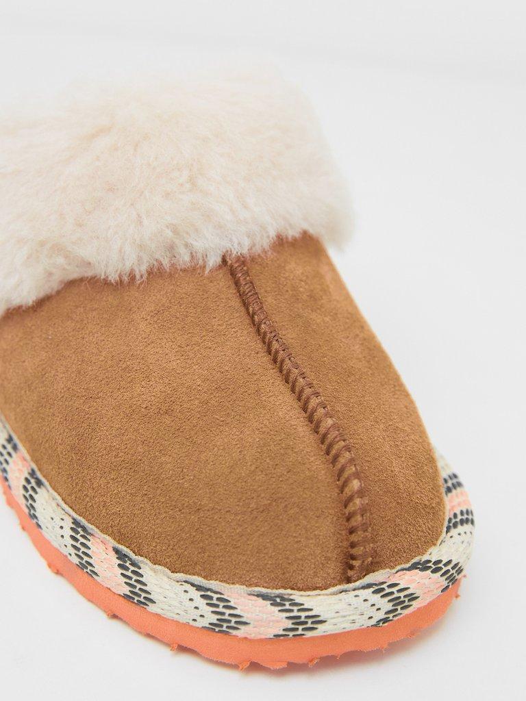 Suede and Shearling Mule in MID TAN - FLAT BACK
