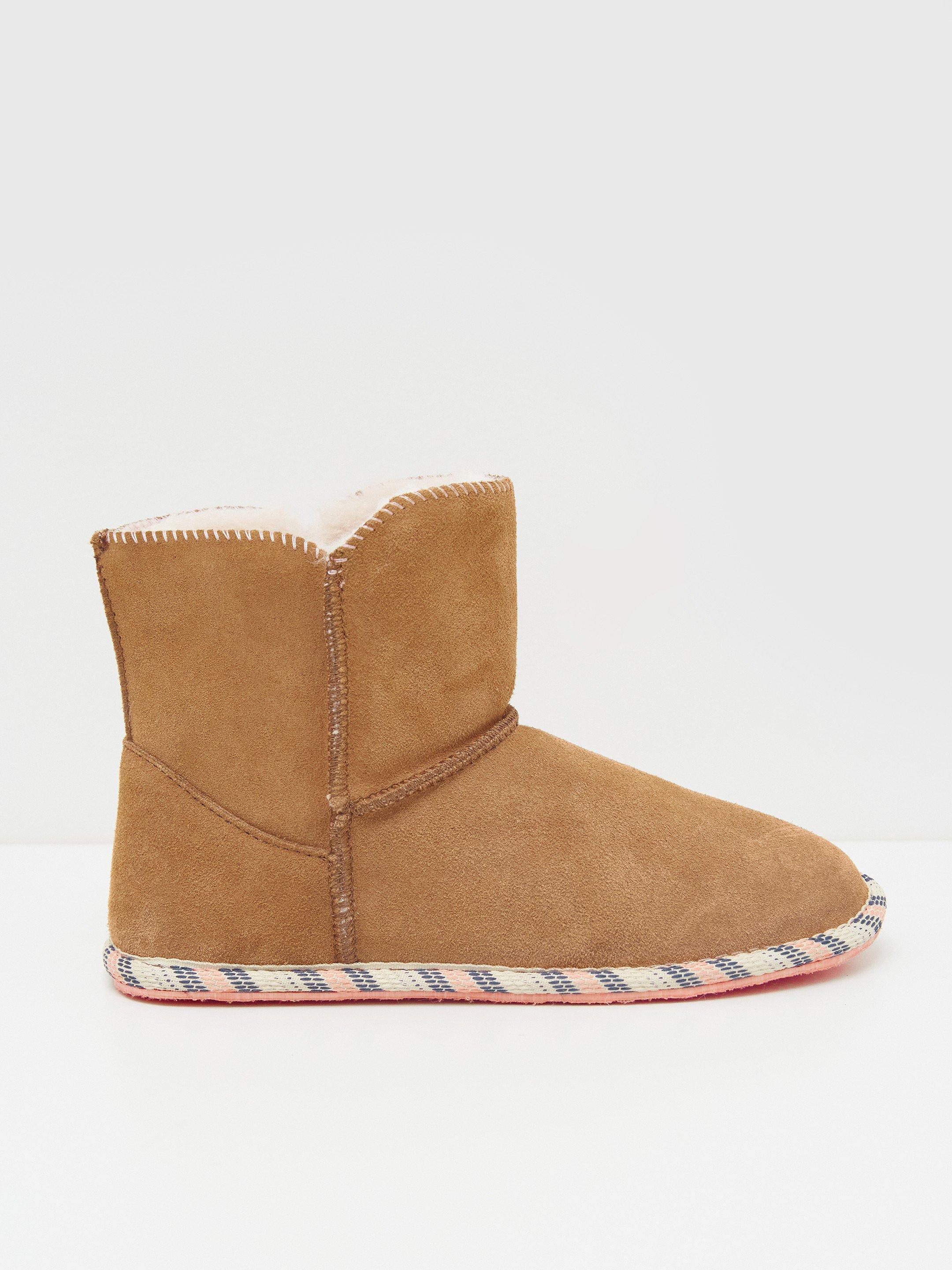 Suede and Shearling Bootie in MID TAN - FLAT BACK