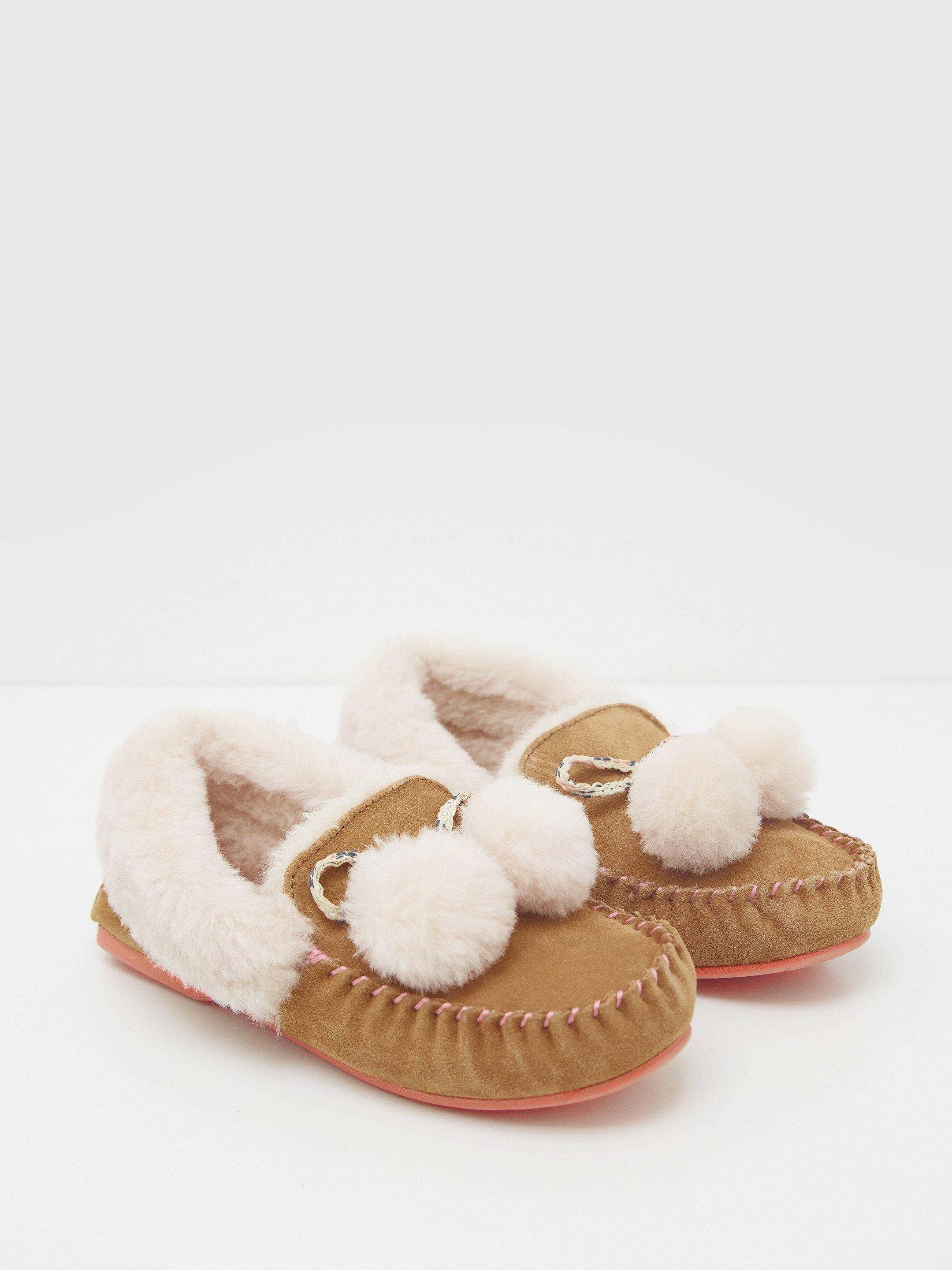 Suede and Shearling Moccasin in MID TAN - FLAT FRONT