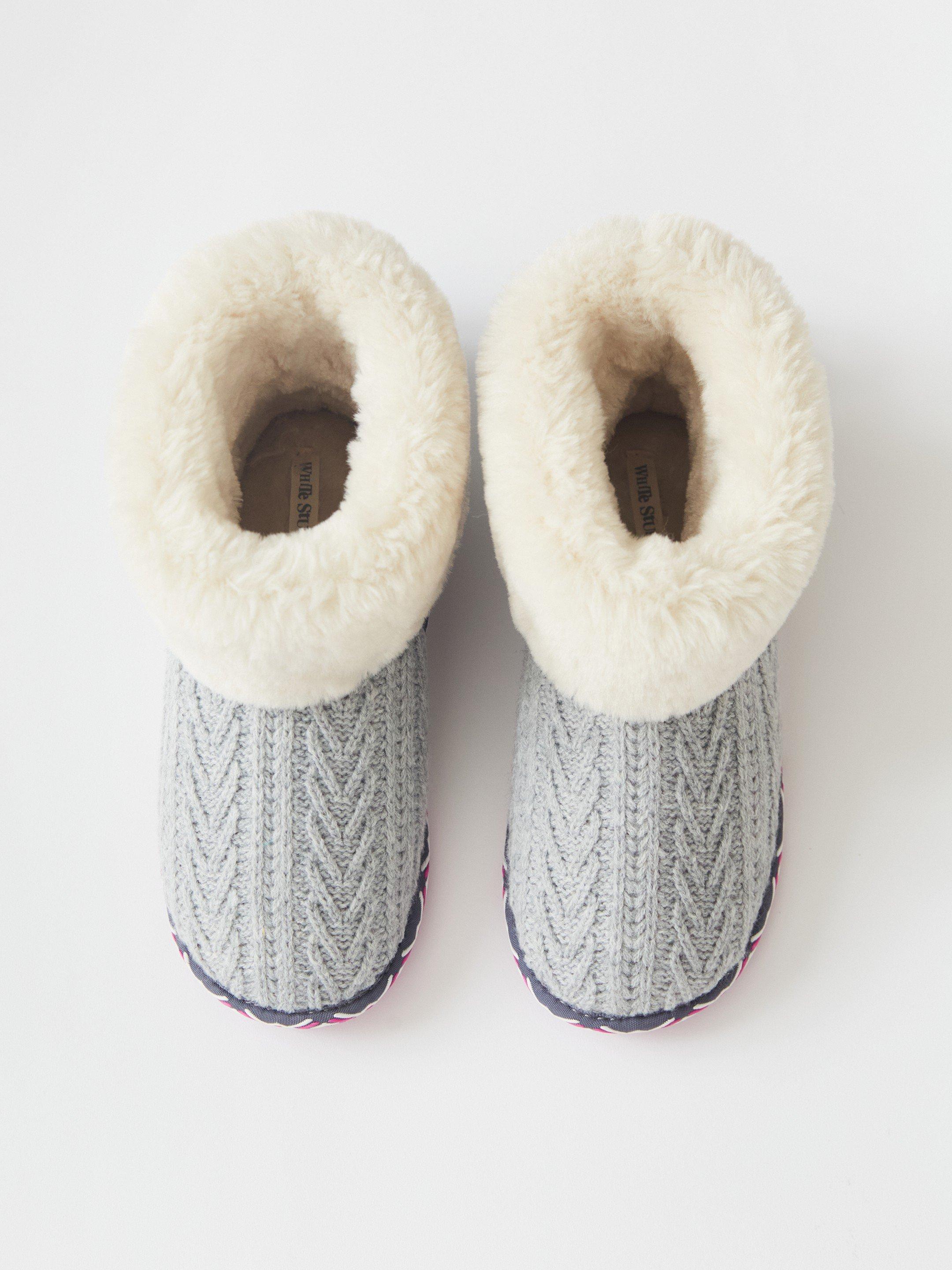 Pop Fairisle Heart Bootie in GREY MLT - FLAT DETAIL