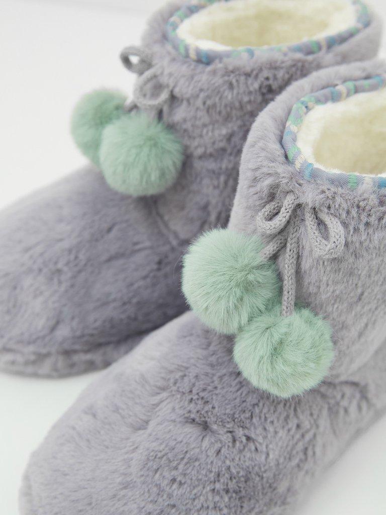 Faux Fur Bootie in DK GREY - FLAT BACK