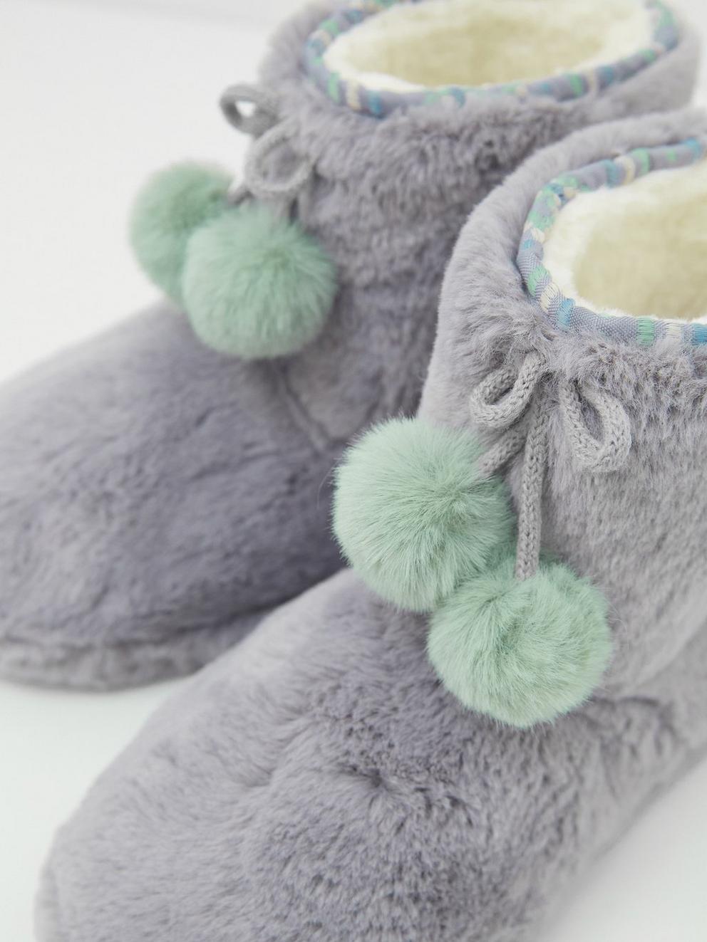 Faux Fur Bootie in DK GREY - FLAT BACK