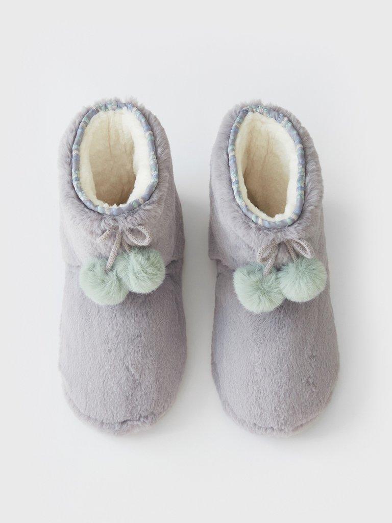 Faux Fur Bootie in DK GREY - FLAT DETAIL