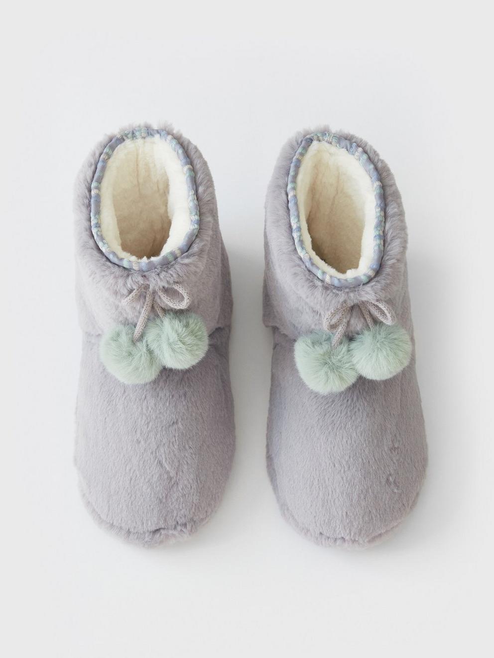 Faux Fur Bootie in DK GREY - FLAT DETAIL