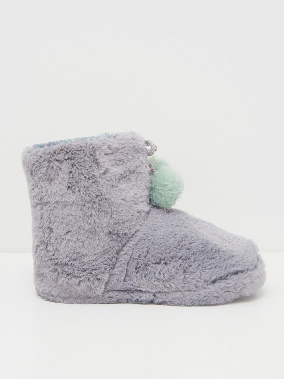 Faux Fur Bootie in DK GREY - MODEL FRONT