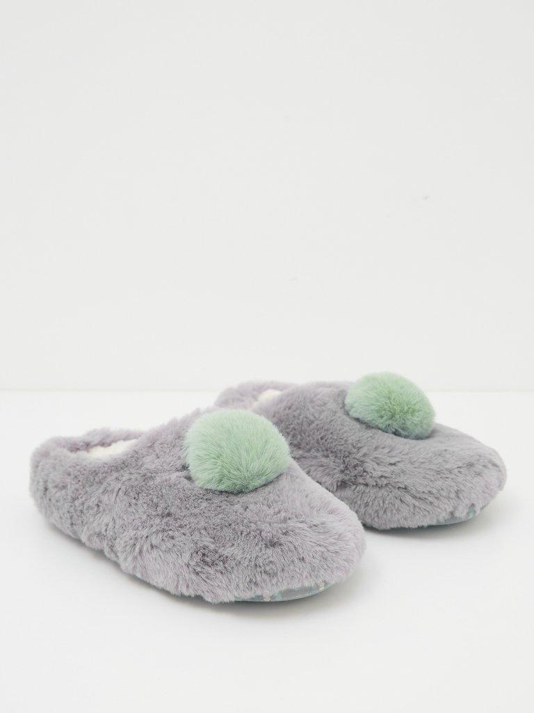 Faux Fur Mule in DK GREY - FLAT FRONT