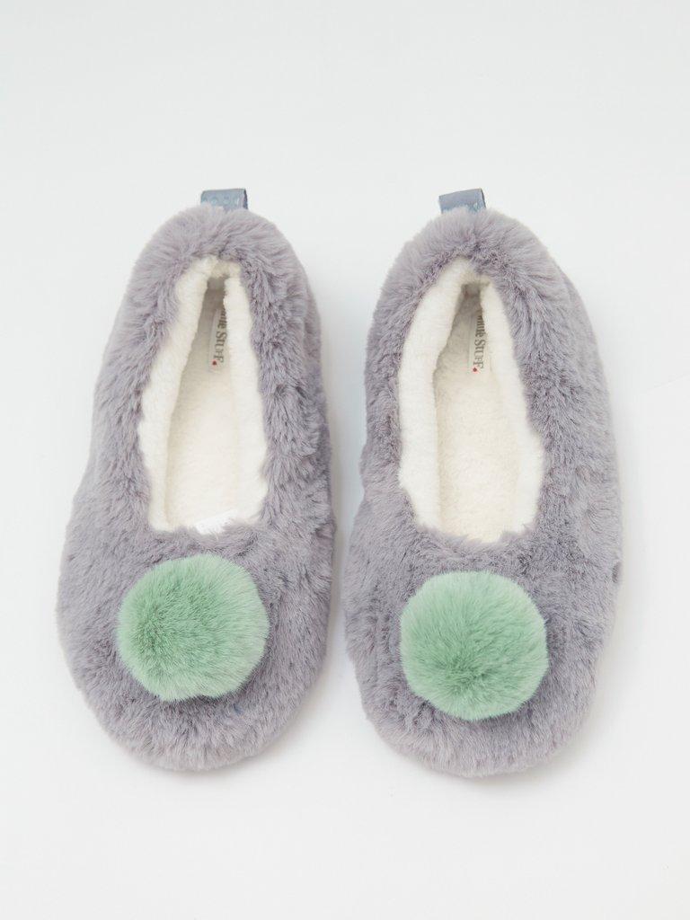 Faux Fur Ballet Slipper in DK GREY - FLAT DETAIL