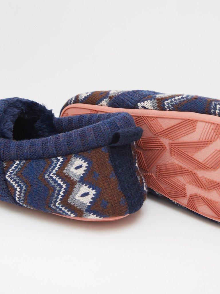 Fairisle Closed Back Slipper in NAVY MULTI - FLAT BACK