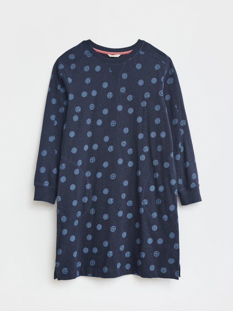 Layla Spot Sweat Dress in BLUE MLT - FLAT FRONT