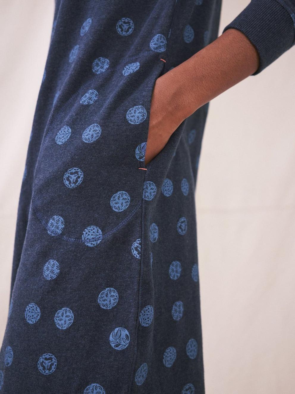 Layla Spot Sweat Dress in BLUE MLT - MODEL DETAIL