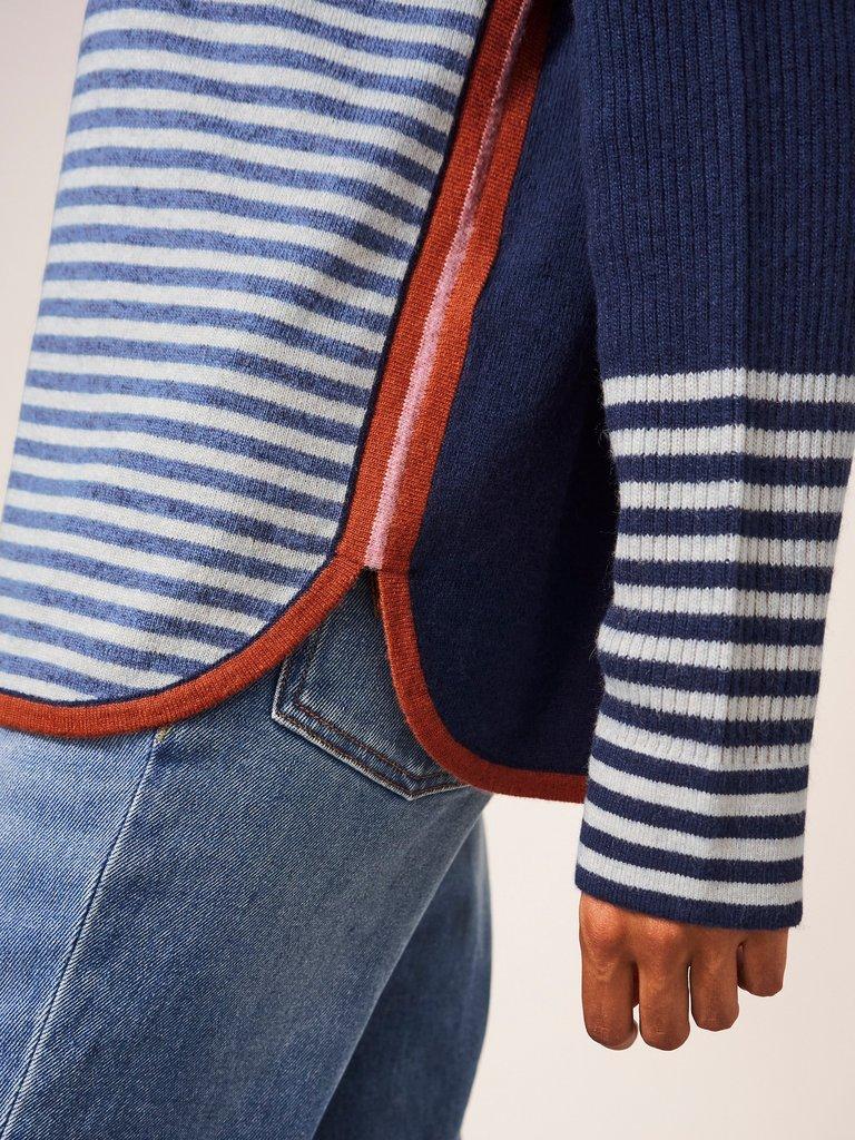 Edie Jumper in BLUE MLT - MODEL DETAIL