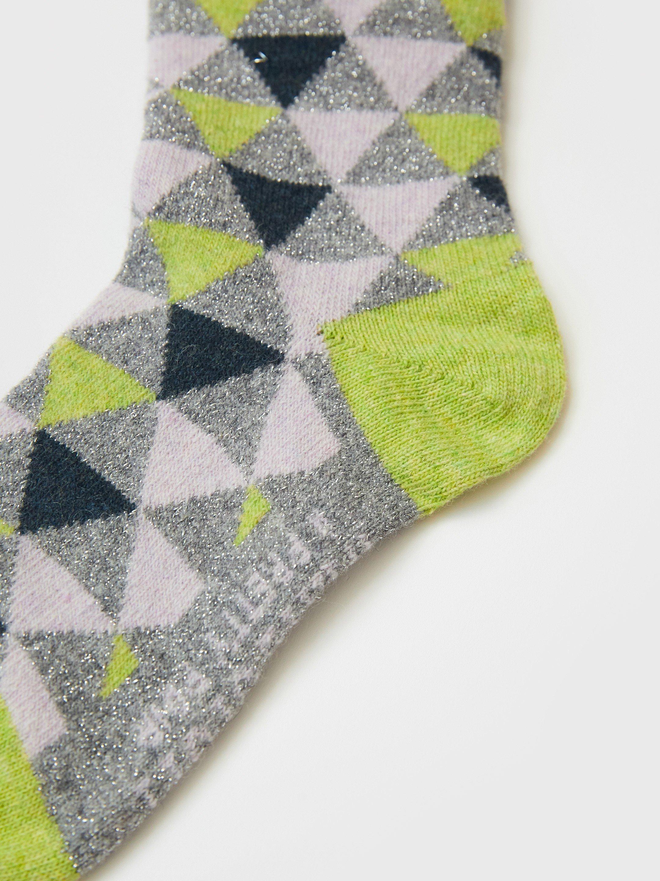 Geo Wool Mix Sock in GREY MLT - FLAT DETAIL