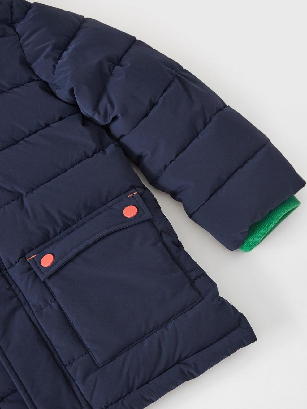 Jameson Puffer Coat in DARK NAVY - FLAT DETAIL