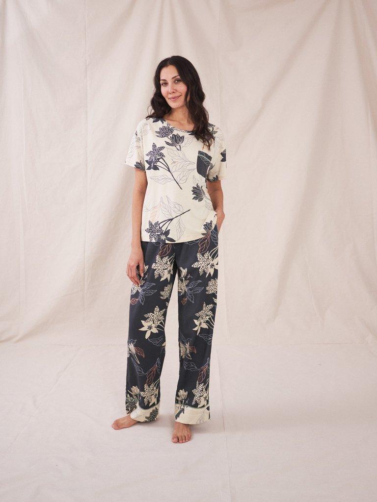 Holly Jersey PJ Top in NAT PR - MODEL FRONT