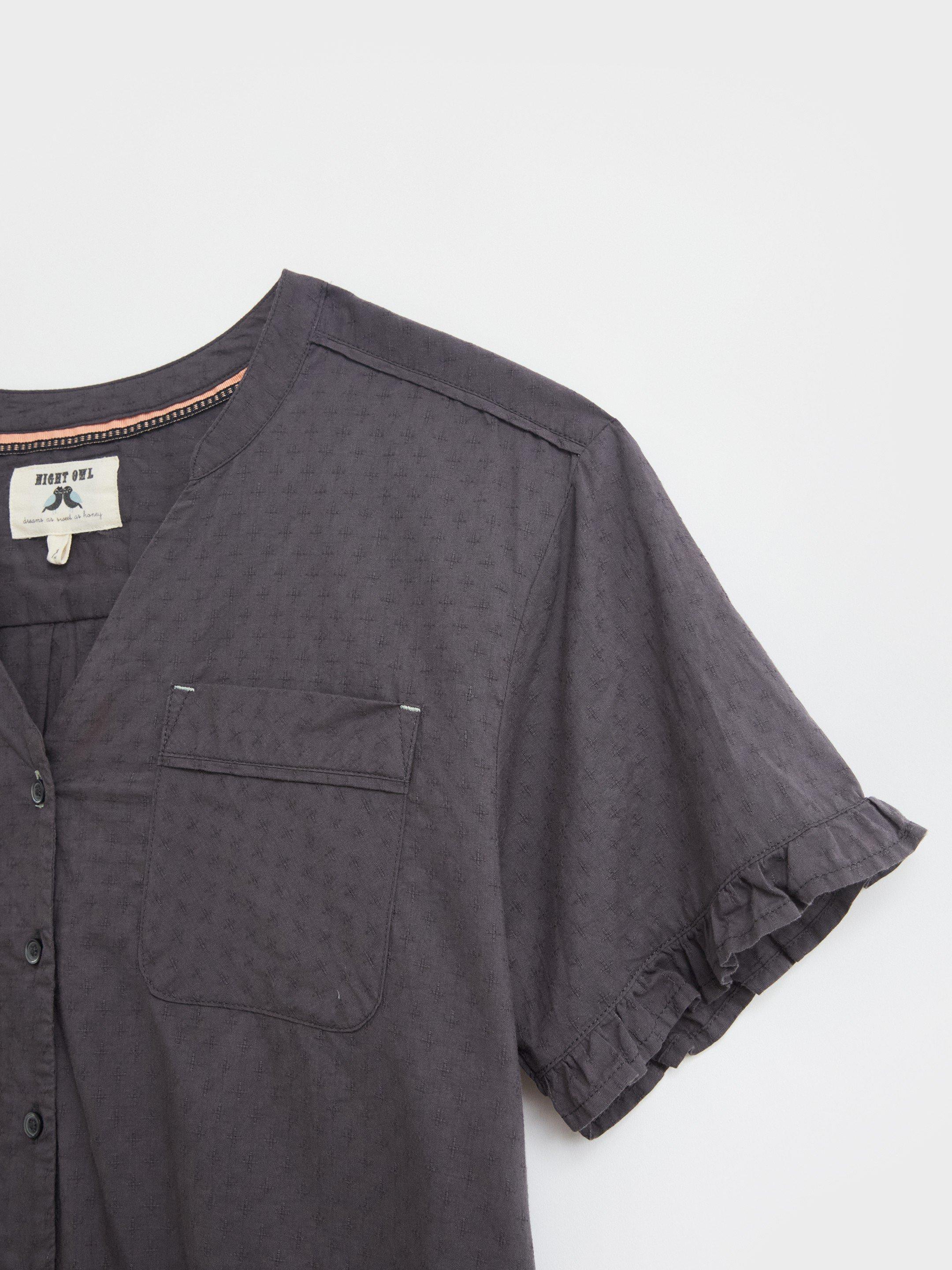 Fiona Frill PJ Shirt in WASHED BLK - FLAT DETAIL