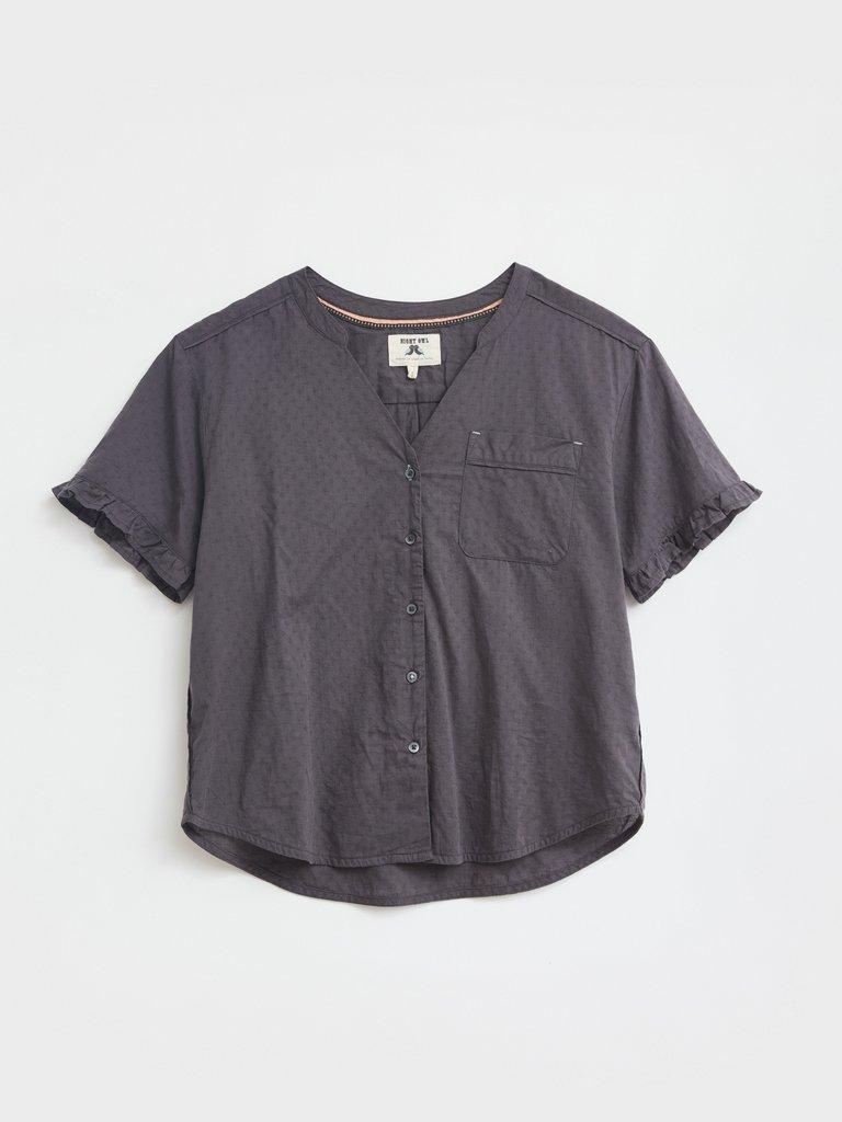 Fiona Frill PJ Shirt in WASHED BLK - FLAT FRONT