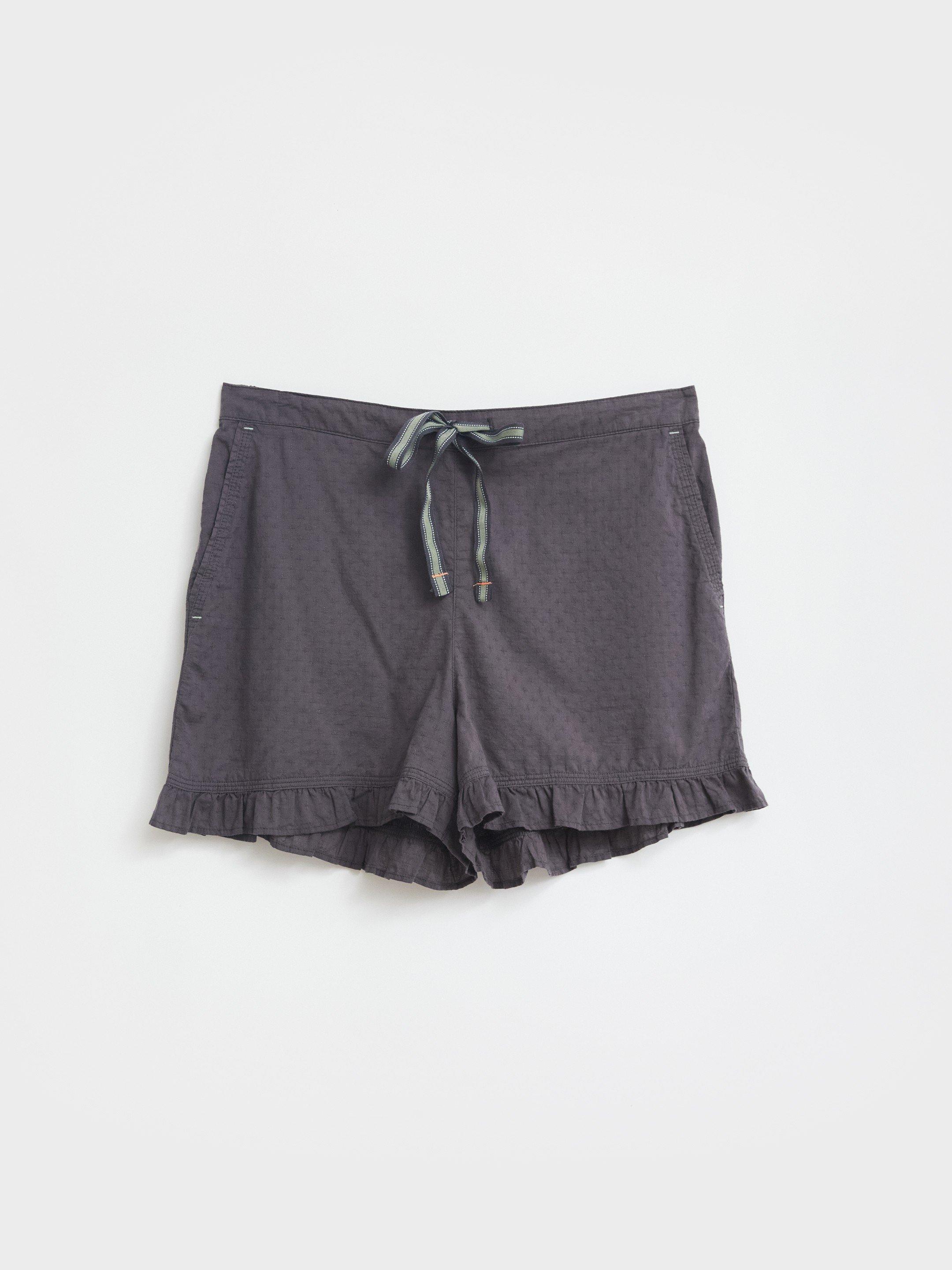 Fiona Frill PJ Short in WASHED BLK - FLAT FRONT