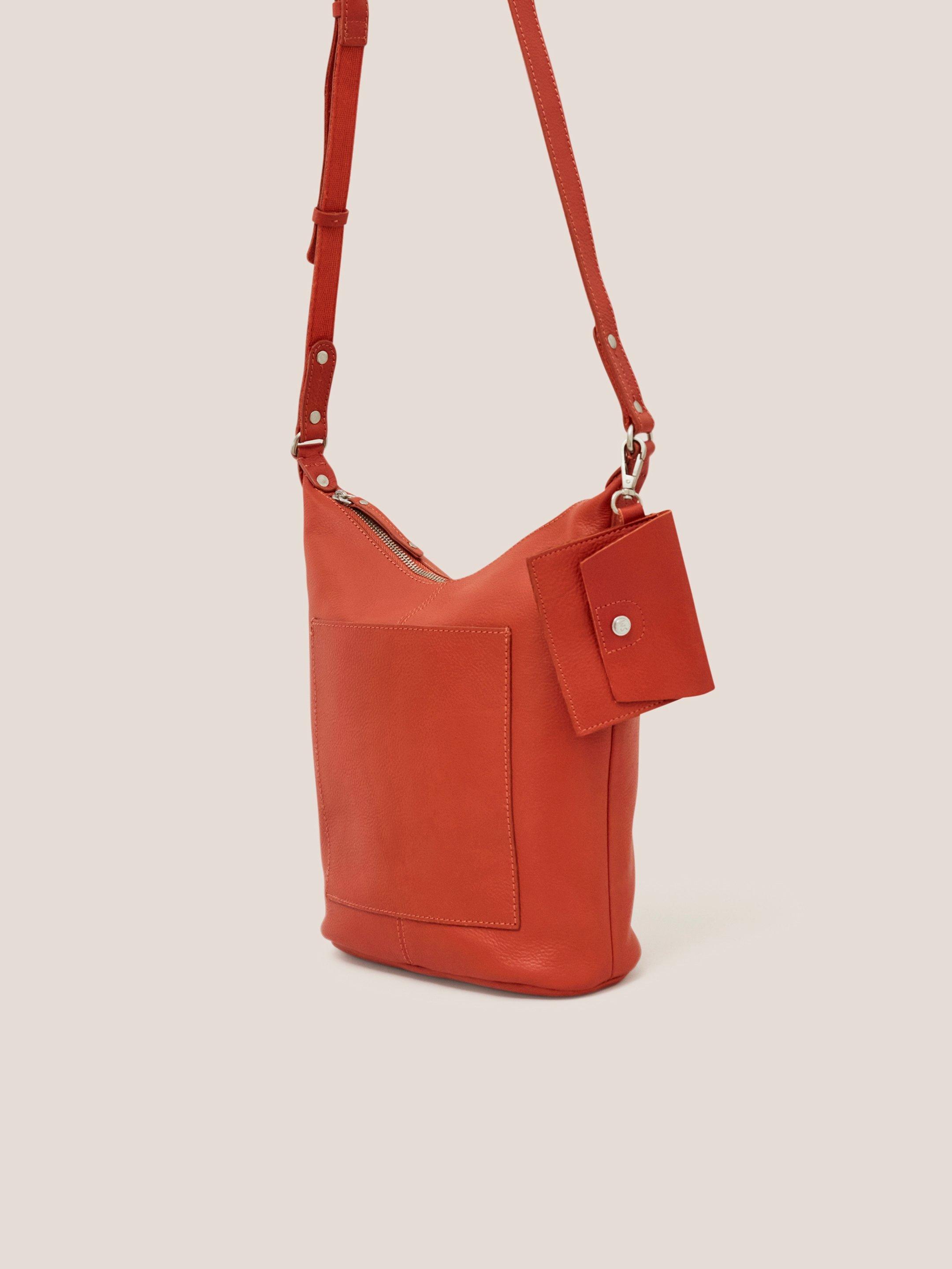 Fern Leather Crossbody in BRT ORANGE - FLAT DETAIL