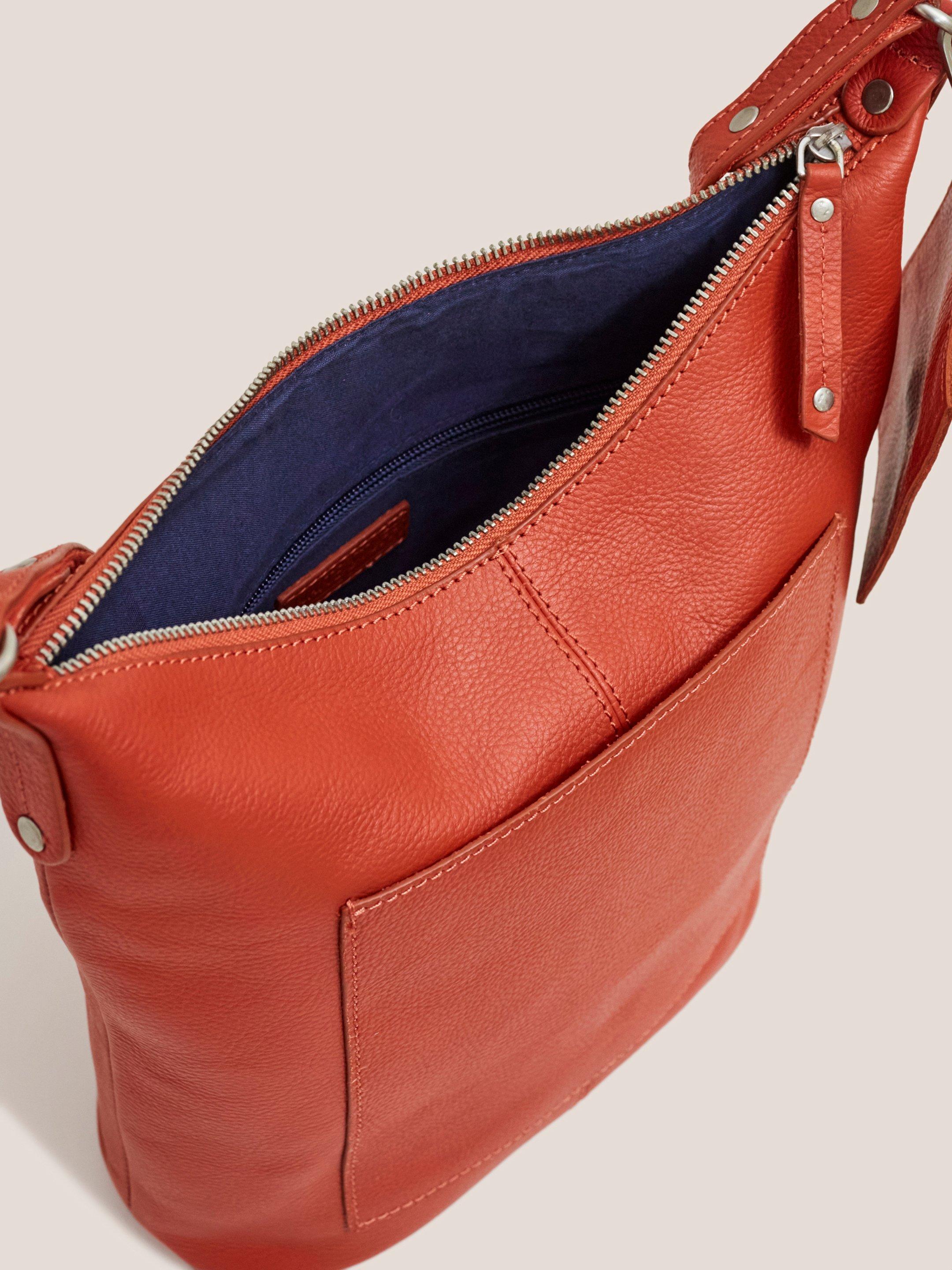 Fern Leather Crossbody in BRT ORANGE - FLAT FRONT